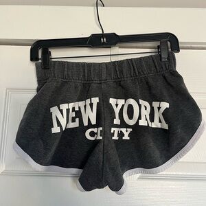Gray Women's Shorts with New York City Print